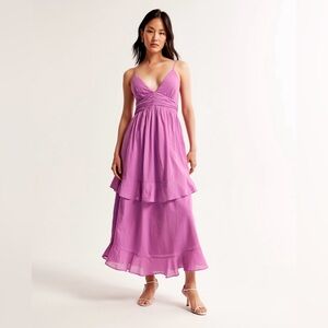 New Abercrombie & Fitch Women's Tiered Ruffle Maxi Dress in Orchid Size XLP